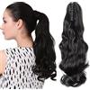 SEGO Extension Coda di Cavallo [Nero Scuro] Clip Capelli Mossi Lunghi con Pinza Ponytail Extension Ondulata Sintetica 45 cm 18 Pollici 140g