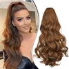 Dcbaboo Posticci per Capelli Ricci Coda di Cavallo Extension Capelli Lunghi Coda Capelli Extension con Pinza 45cm Coda Finta per Capelli Sintetici Mossi Naturali Ponytail Ondulati, Auburn chiaro