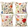 All Smiles Set di 4 federe per cuscini da panchina per esterni, per giardino, primavera, fiori, estate, fattoria, decorazione per la casa, 40,6 x 40,6 cm, per divano, farfalla, libellula, coccinella …