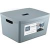 IDEA HOME FLEXISTORE Box Portaoggetti 28L - Contenitore Robusto con Coperchio e Maniglie - Scatola di Plastica Infrangibile - Organizer Impilabile Blu Denim per Casa e Ufficio