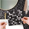 Walplus Adesivi Per Piastrelle Metallizzati Adesivi Piastrelle Facile Da Staccare E Incollare Autoadesiva Alzatina Decorazioni Mosaico In Marmo Bianco E Nero Metallizzato Marquina 24Pcs 15Cm(6) Nero