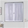 Homemaison - Coppia di piccole tende in stamina, motivo argento - poliestere - orlo passante - Finestra soggiorno camera da letto cucina - 80 x 160 cm - bianco