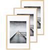 Walasis cornice portafoto 40x60 in legno con passepartout: set da 3 pezzi 60x40 per foto - Cornice per poster con vetro acrilico