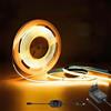AebeChun Striscia LED COB 2 Metri,Bianco caldo 3000K,24V LED COB con Alimentatore e Dimmerazione,CRI92+,8mm Larghezza, Ideale per Cucina,Camera da Letto e Sfondo Televisivo