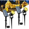T-SUNUS Faretti Solari Esterno, Luci Solari Esterno Giardino Decorative impermeabile per auto ON/OFF per Giardino Strada Privata 2 Pezzi bianche calde