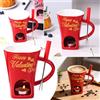 HBSFBH Tazza per Fonduta in Ceramica, 200 ml Fonduta Cioccolato Ceramica Set, Fonduta Formaggio con Candela e Forchette, Tazze per Fonduta di Cioccolato, Tazza per Fusione per Caramelle e Cioccolato (D)