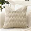 Artscope Federe Cuscini in Velluto a Coste per Divano 55x55cm Copricuscini di Bolla Geometrico Decorativa per Salotto Moderno Cuscino per Camera da Letto, Beige