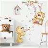 kina - Adesivo Murale Bambini Decorazione Parete Cameretta R00154 - Materiale Eco-Tessuto, Ecologico Anallergico, Riposizionabile, Effetto Carezza, Asilo Nido - Grafica Orsetti e Misura 120x30 cm
