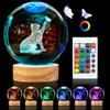 BIRBANN Lampada da notte 3D Crystal Cat, Telecomando a 7 colori Lampada Notturna a Sfera con Base a LED, Inciso in 3D Luce Notturna, Decorazione in Cristallo Regali per bambini, Gatto