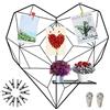 Symeton - Griglia a forma di cuore in metallo, 50 x 50 cm, con ripiano pieghevole, decorazione da parete, per foto, cartoline, appunti, ecc., colore: nero