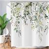 ASDCXZ Tenda da doccia semplice, verde, rosa, bianco, fiori, bagno, lavabile, in poliestere, impermeabile, per vasca da bagno con 12 ganci