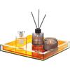 XIYOUQI Vassoio creativo in acrilico moderno vassoio decorativo per gioielli, profumo, trucco, organizer quadrato trasparente per bagno, vanità, servire, tavolino da caffè, soggiorno (arancione)