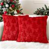 Lonya 2 Pezzi Cuscini Natalizi per Divano 45x45cm Lana Corta Velluto Copri Morbido Decorativo 3D Ricamo Camera da Letto Federe Albero di Natale-Rosso-C