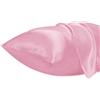 Lirex Set di 2 Federe in Raso, Decorativi Morbido Tinta Unita Quadrate Federe Cuscini Federa di Satin per Cuscino Senza Rughe Resistente Allo Sbiadimento Traspirante (Sakura Rosa, 40 x 80 cm)