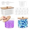 DBAATTZ Contenitori per detersivo, 3 pezzi di contenitori per capsule di bucato, scatola per detersivo con coperchio in bambù, con 16 etichette impermeabili, contenitori per detersivo da bagno per capsule di