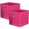 powerking Contenitore contenitore di stoccaggio in tessuto, 2 Pack pieghevole panno di stoccaggio Cube Organizer Cassetto con maniglia in metallo per armadio e giocattoli di stoccaggio, Fuchsia
