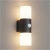 Klighten Applique da Parete E27 Esterno Interno, Nero Su Giù IP54 Lampada da Parete Moderno con Sensore di Movimen, Alluminio Luci da parete, per Balconi Giardini, 40W Max, Non Inclusa Lampadina