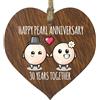 Stuff4 Targa per 30° anniversario di matrimonio, regalo per marito e moglie, 30 anni insieme, cuore in legno con scritta Happy Pearl Anniversary, per donne e uomini, partner, cartello in legno scuro
