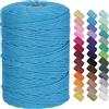 GOHOF Corda macramè da 3 mm x 300 m, in cotone macramè di alta qualità, 4 fili intrecciati in morbido cotone, perfetta per macramè, blu Dodger