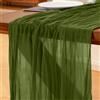 Foatcox Runner da Tavolo Verde Oliva, 300 x 90 cm Runner da Tavolo in Garza Bohémien Adatto per Matrimoni, Feste, Natale, Capodanno, Baby Shower, Addii al Nubilato e Decorazioni da Tavola