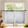 Joydeco Tende Corte per Interni in Voile con Passanti 2 Pezzi L 90 X A 60 CM, Tende Semitrasparenti Moderne per Finestre Piccole Della Cucina, Grigio Blu