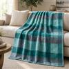 B O S A L O N I Plaid 130x170 cm Morbido e Caldo BOSALONI HOME Nordic Collection, Coperta Divano e Letto in Pile Flanella Premium, Elegante Copridivano Moderno, Arredo Casa Invernale (Verde Acqua e Grigio)