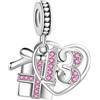 FGT Ciondolo a forma di cuore per festeggiare il 13° compleanno, compatibile con braccialetti Pandora, con zirconi cubici scintillanti, Misura unica, Rame Zirconia cubica, Zirconia cubica