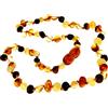 SilverAmber Jewellery - Collana in ambra baltica - Cognac, ciliegia, miele, limone o ombré - Lucida e grezza - Perle di ambra genuina al 100% - Massima qualità - Dimensioni: 33-70 cm