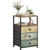 VEDECASA Cassettiera con ripiano aperto, 3 cassetti, comò per camera da letto, comodino vintage, comodino per soggiorno, divano, armadio, piano in legno, struttura in metallo, facile da montare