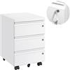 LVSTEEL Cassettiera per Ufficio con 3 Cassetti, Schedario da Ufficio Bloccabile, Completamente Assemblata, Bianco