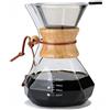 Lalord Caffettiera Pour Over con Filtro in Acciaio Inox, Caraffa in Vetro Borosilicato da 800ml, Filtro in Acciaio Inossidabile a Doppio Strato e Collare in Legno Moderno, Capacità 4-6 Tazze.