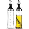 FineDine Dispenser di olio e aceto in vetro di qualità superiore, set di 2 dispenser di olio d'oliva moderno, ampia apertura per una facile ricarica e pulizia, 510 ml, set di 2