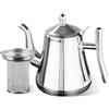 BORDEAG Teiera con inserto per colino, teiera in acciaio inox con filtro da 1 l, teiera a doppia parete con coperchio, teiera, teapot, tea per fornelli a induzione, fornello elettrico in ceramica a gas