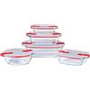 Pyrex® - Cook & Heat - Set di 5 piatti in vetro con coperchi ermetici, speciale forno a microonde, senza BPA