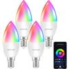 ANTELINK Lampadina Alexa E14 Wifi Dimmerabili, 5,5W 400 Lm 40W Equivalente, Lampadina Led Smart RGBCW 2700K-6500K, Compatibile con Alexa e Google Home, 4 pezzi
