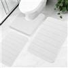 NAKIHOUSE Set di 3 tappetini da bagno antiscivolo, lussuosi tappeti da bagno in memory foam, assorbenti d'acqua, morbidi, lavabili in lavatrice, tappetino da bagno per pavimento del bagno, bianco