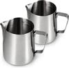 Ganzoo caraffa bricco latte 2 pezzi, inox argento, 350 ml ciascuno, per caffè con beccuccio per colata precisa, manico stabile, geometria conica per movimento del liquido, lavastoviglie, non induzione