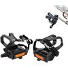 Hominas Pedali per bicicletta con clip e cinghie, pedali antiscivolo, per cyclette, bici da corsa, spinning e mountain bike