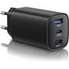 DEESOOCO Caricatore USB C 65W, 3 Porte GaN PPS PD Caricabatterie USB C Rapido USB Type C Ricarica Rapida Alimentatore USBC Compatibile con MacBook Pro/Air, iPad, iPhone 17/16, Galaxy S25/S24/S23 Ultra