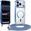 Kokio Cover Magnetica per iPhone 17 Pro max Case avec Cordino,Compatibile con MagSafe, Trasparente Morbido Custodia Paraurti Antiurto, Resistente all'us, Antigraffio, Blu