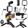 IBISTORA Kit per vlogging, kit video vlog compatibile con microfono, treppiede con luce LED, telecomando, kit YouTube per Android, per Instagram, Facebook Live (compatibile con Android e iPhone, luci LED
