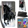 PHINIENLAND Cover per Samsung Galaxy A21s custodia portafoglio Cavallo nero | 3 scomparti carte, 1 tasca banconote, Chiusura magnetica, Supporto, Pelle PU flip cover per Samsung A21s