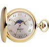 REGENT Orologio da tasca da uomo Savonnette con coperchio ribaltabile 50 mm al quarzo numeri arabi data fase lunare, oro-argento