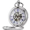 TREEWETO Orologio da taschino unisex con catena, meccanico e automatico | Orologio da taschino a carica manuale, in bronzo antico, senza batteria, da uomo, vintage, steampunk