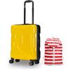 Invicta Trolley Travel - Bagaglio a Mano - Giallo - 33 Litri, Rigido da Cabina con 4 Ruote Girevoli Zaino,MINISAC NEXT,Rosso - Richiudibile e TascabileZainetto Uomo Donna a Righe, Packabale