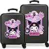 Sanrio Kuromi Wonder Fest Set di valigie nere 55/65 cm Rigido 7,54 kg Chiusura a combinazione laterale ABS 7,54 kg 89LExtensible bagaglio a mano