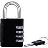 FJM SX-575 Lucchetto a combinazione con chiave e rilevamento codice, nero, 1 confezione