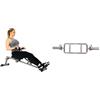 Sunny Health & Fitness SF-RW1205 12 Adjustable Resistance Rowing Machine Rower w/Digital Monitor + 86 cm Olympic Triceps Bar with Ring Collars, Olympic Weight for Weightlifting and Bodybuilding
