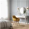 MEUBLE COSY Sedia da Trucco Girevole 360° Poltrona da Toeletta con Braccioli, Seduta Confortevole e Schienale, Gambe in Legno Massello, Giallo