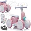 Itslife Bicicletta Senza Pedali Elettrica con Macchina per Bolle per Bambini e Bambine di 1-4 Anni, 4 in 1 Giocattoli per Bambini con Musica, Luci LED, Regalo per Compleanno, Natale, Rosa-bianco